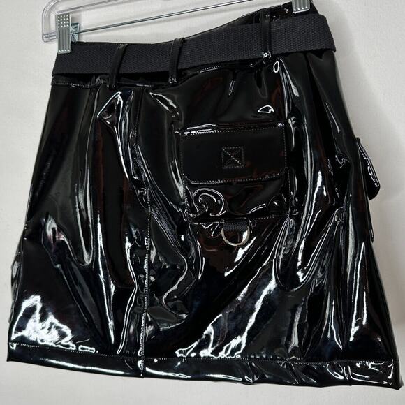 NWOT I AM GIA Edam Skirt PVC Mini High Waist Utility Pockets Silver Trim S - Picture 5 of 15